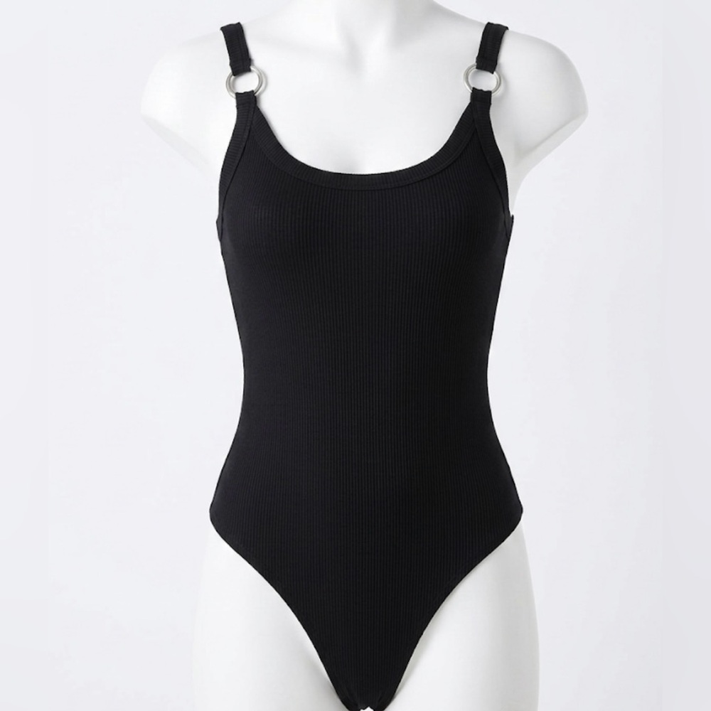 Express Black Women’s One-Piece Bodysuit with Ring Strap Detail XS